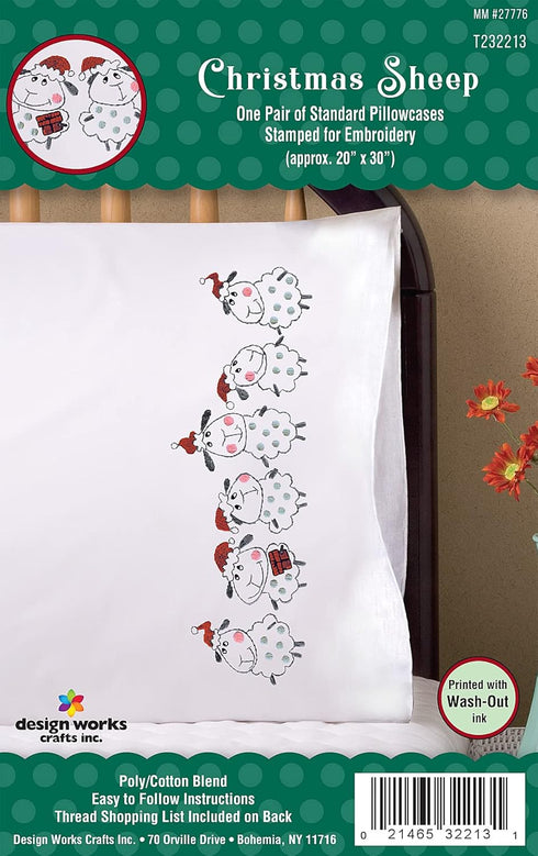 Design Works Crafts Christmas Sheep Stamped for Embroidery Pillowcases......