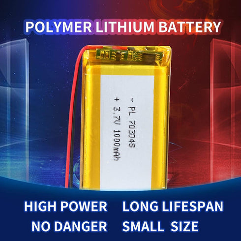 3.7V 1000mAh Battery 703048 Lithium Polymer Ion Rechargeable Li-ion Li-Po Battery with 2P PH 2.0mm Pitch Connector...