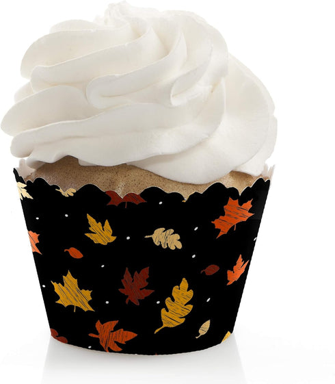 Big Dot of Happiness Fall Leaves - Give Thanks Party Decorations - Fall or Thanksgiving Cupcake Wrappers - Set of 12...