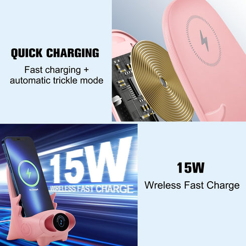 Mini Chair Wireless Fast Charger Multifunctional Phone Holder Stand,Portable Mini Chair Wireless Charger,3 in 1 Cell Phone Stand for Desk,Charging...