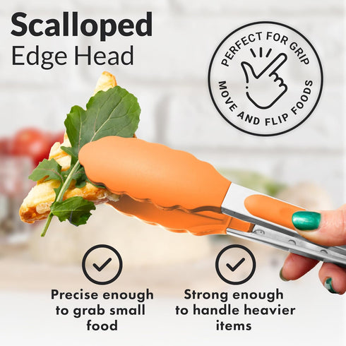 Zulay Stainless Steel Kitchen Tongs with Silicone Tips - Set of 2 (9” & 12”) Locking Cooking Tongs with Non-Slip Grip - Heat Resistant, BBQ Food T...