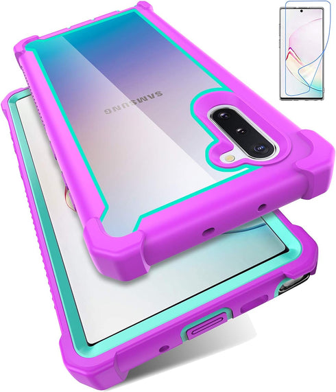Case for Samsung Galaxy Note 10 Case with Screen Protector, Full Body Protective Hybrid Dual Layer Shockproof Acrylic Back Case Cover for Galaxy N...