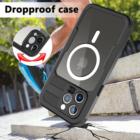 Waterproof iPhone 14 Pro Max Case - with Built in 9H Tempered Glass Screen Protector IP68 Underwater 6FT Protective Case Dropproof Dustproof Full ...