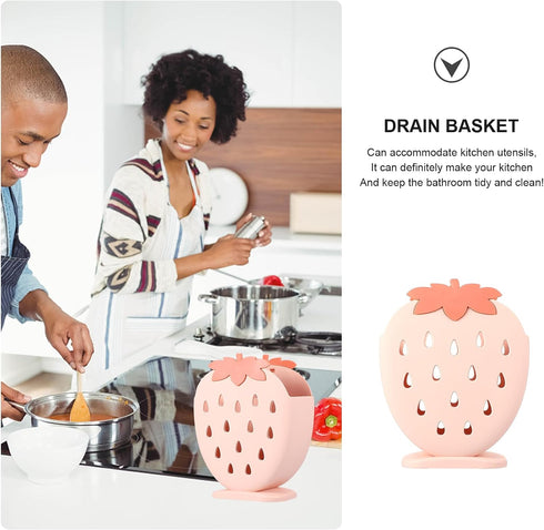Hemoton Cutlery Utensil Drying Rack,Strawberry Shaped Chopsticks Basket,Flatware Storage Basket,Spoon Fork Organizer for Kitchen Drying Rack,Count...