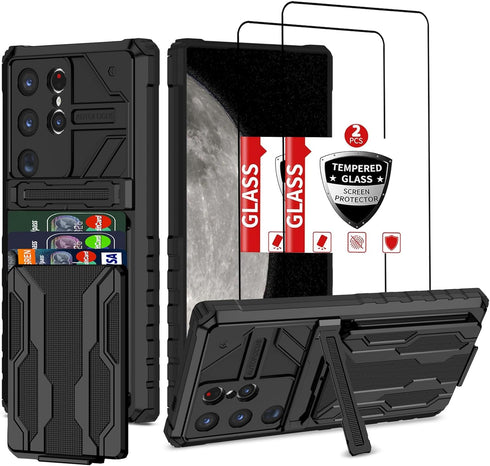 Wallet Case for Samsung Galaxy S24 Ultra with Card Holder, Military Grade Shockproof Samsung S24 Ultra Case with Tempered Glass Screen Protector [...