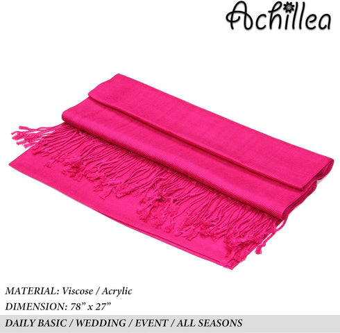 Achillea Large Soft Silky Pashmina Shawl Wrap Scarf in Solid Colors...