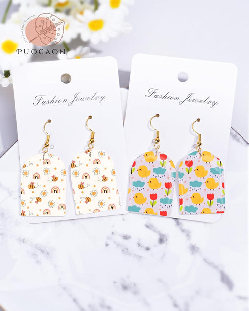 Puocaon Polymer Clay Transfer Paper - 4 Design 20 Pcs Spring Flower Clay Transfer Paper for Polymer Clay Earrings, Boho Rainbow Vintage Flower Dai...