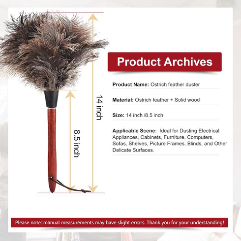 Ostrich Feather Duster (Set of 2), 14-Inch, Indulge in Effortless Elegance with Premium Reusable Design for Thorough, Eco-Friendly Cleaning at Hom...