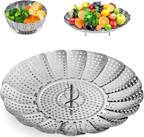 Steamer Basket, Stainless Steel Vegetable Steam Baskets for Steaming Cooking Expandable to Fit Various Size Pot (5.5" to 9.3")...