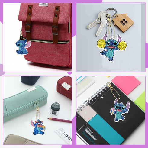 MATHARAGO Diamond Art for Kids 6 Pcs DIY Diamond Painting Keyrings Set, Painting by Number Gem Keychains Craft Kits for Kids Ages 6-12, Gifts for ...