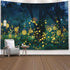 EMMTEEY Fantasy Tapestry Lampyridae Night Trees Lightning Bugs Fireflies Wall Tapestry Wall 80X60 Tapestry Present for Friends Families...