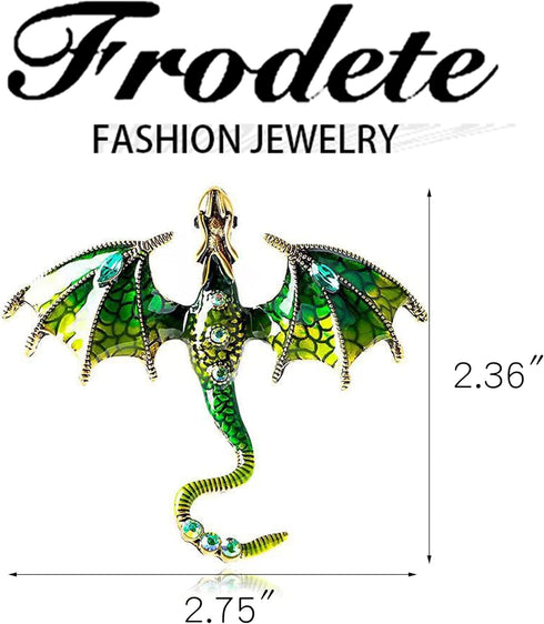 Punk Dragon Brooch Vintage Enamel Dragon Brooch Dragon Animal Brooch Suit Lapel Pin Punk Flying Dragon Brooch Personality Clothing Hat Bag Accesso...