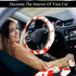 Fluffy Cow Print Plush Steering Wheel Cover for Women with Furry Gear Cover,Handbrake Cover,Seat Belt Cover,Armrest Pad,Car Coaster and Bling Embl...