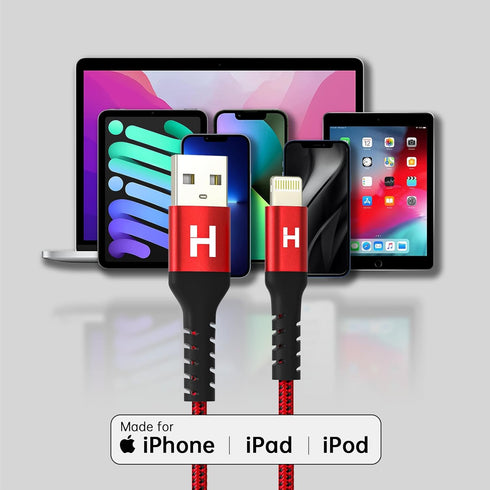iPhone Charger?Apple MFi Certified? Lightning Cable 3Pack 3/6/10ft,Nylon Braided iPhone Charger Fast Charging Cable Compatible for iPhone 14/13 Pr...