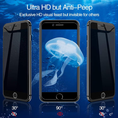 3-Pack Privacy Screen Protector for iPhone SE 2020, Anti Spy Tempered Glass Film, Touch Sensitive, Bubble-Free, Case Friendly [with Easy-Installat...