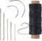 55Yards Waxed Thread with 7 Pcs Leather Needles for Hand Sewing 150D Flat Sewing Waxed Thread Leather Repair Needles for Women Sewing Upholstery L...
