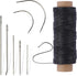 55Yards Waxed Thread with 7 Pcs Leather Needles for Hand Sewing 150D Flat Sewing Waxed Thread Leather Repair Needles for Women Sewing Upholstery L...
