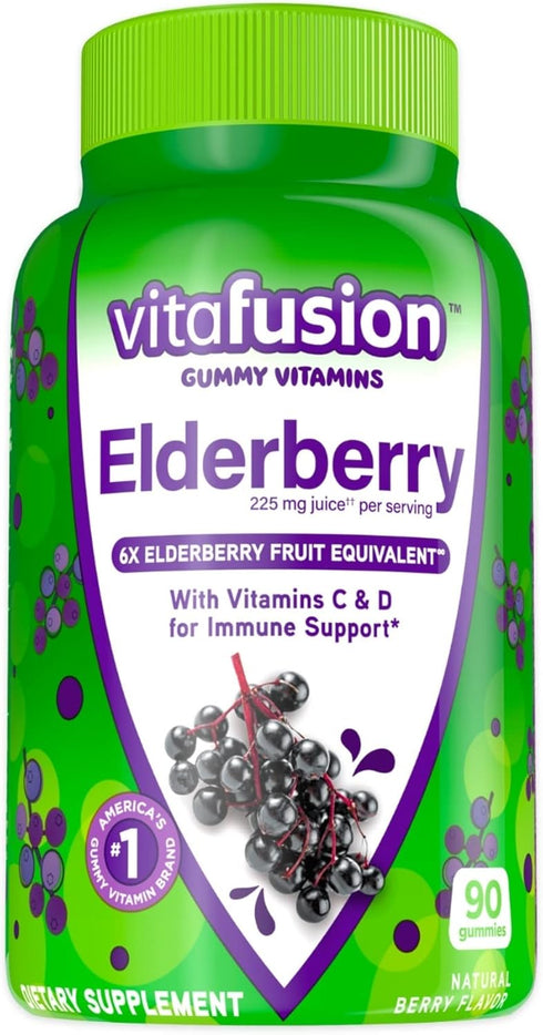 Vitafusion Elderberry Gummy Vitamins, 90ct Elderberry Gummy Vitamins, Chewables, 90 Count...