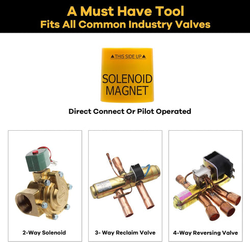 Solenoid Valve Magnet Tool #TLMKC, Solenoid Valve Troubleshooting Magnet 18 mm, Fits All Common Industry Valves Yellow...