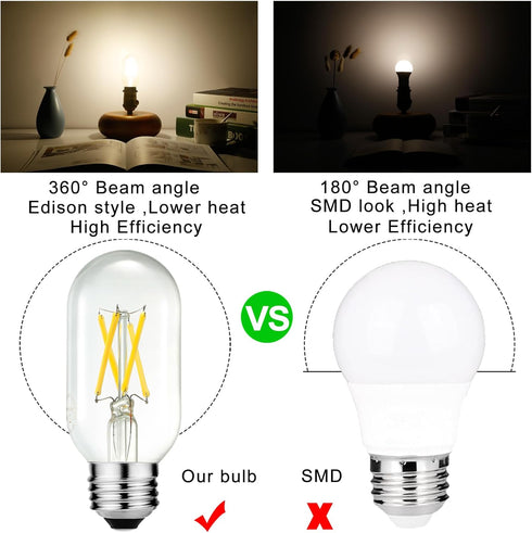 LiteHistory E26 Edison Bulb 6W Equivalent E26 LED Bulb 60 Watt Dimmable Neutral White 4000K E26 Light Bulb AC120V 600lm Tubular T14 T45 LED Bulb f...