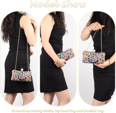 Lanpet Women Clutches Multicolor Crystal Rhinestone Evening Handbag Chain Strap Shoulder Bag...