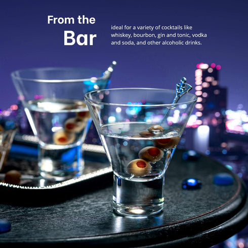 MITBAK Martini Glasses, Set of 6 Stemless Martini Glass, 8 OZ With Stylish Base, Elegant Cocktail Glasses Great for Martini, Cocktail, Manhattan, ...