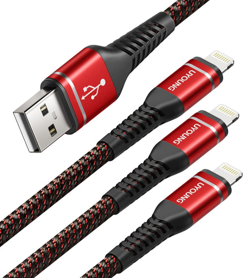 3FT iPhone Charging Cable MFi Certified 3Pack 3 Foot Lightning Cable Fast USB Nylon Braided Charger Cord Compatible with iPhone 14/13/12/11/X/XS/X...
