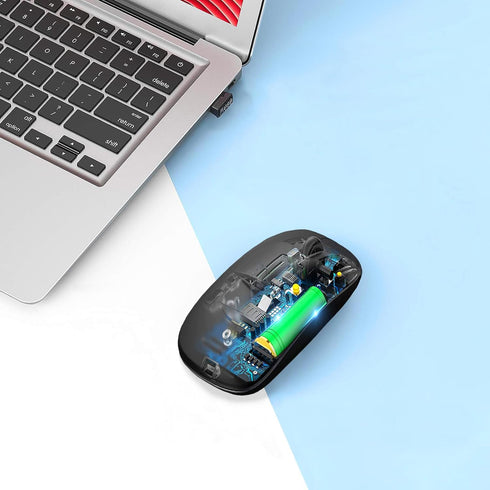 Wireless Bluetooth Mouse,LED Rechargeable Laptop Mouse .Portable Office Computer Mice use(BT5.2 and USB 2.4G) Dual Mode Connection,Silent,Slim,for...