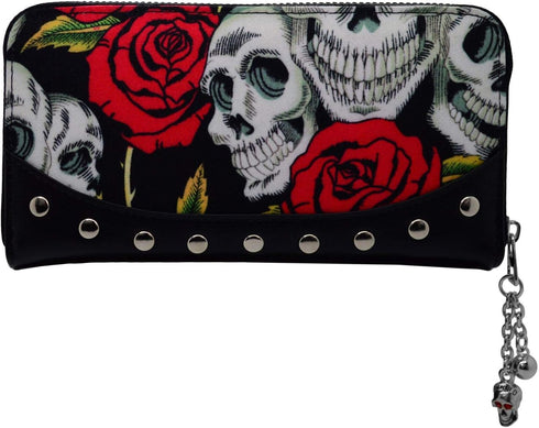 Skulls & Roses Women's Black Wallet Faux Leather Zip Around...