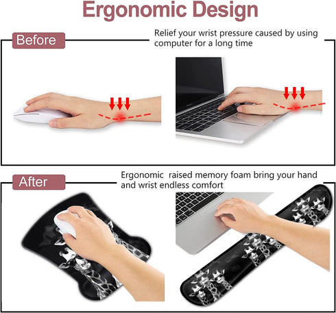 Rectangular Mouse Pad Wrist Protector-Printed with Cool Giraffes, Ergonomically Non-Slip Rubber Comfortable Computer Keyboard Wrist Rest Desktop D...