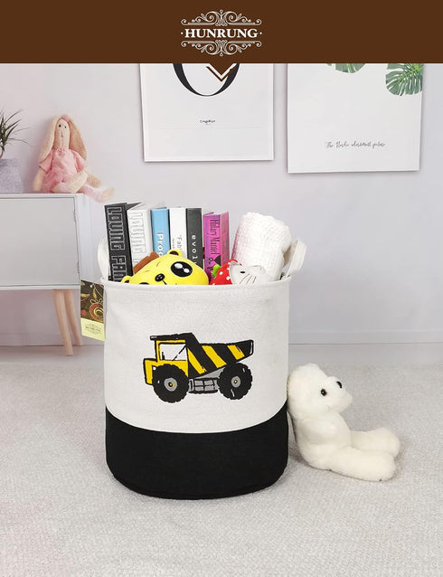 HUNRUNG Large Laundry Hamper,Cartoon Organizer Bin for Children Nursery,Toys,Laundry,Children Clothing,Gift Baskets(Engineering)...