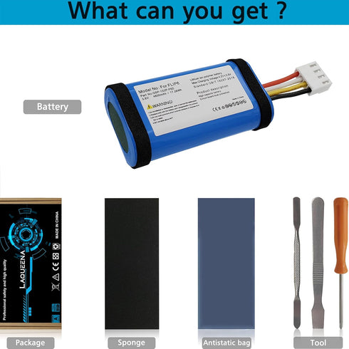 GSP-1S2P-F6D 4800mAh Battery Compatible with JBL Flip 6 Waterproof Bluetooth Speaker with Tools Battery Part NO Flip6 3.6V...