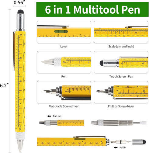 Gift for Men Tools for Men 2Pc Pen Set,Multi-Function Tool Pen Very Cool Gifts for Men, Suitable for All Kinds of Creative Tools for Men on Holida...
