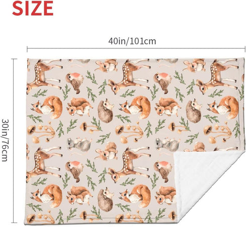cute forest animals baby blankets soft warm fuzzy plush squirrel mouse fawn fox hare hedgehog bird bed throw blanket for newborn infant toddler gi...