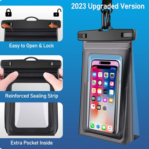 Floating Waterproof Phone Pouch, 2Pack IP68 Waterproof Phone Dry Bag Case with Zip Lock Seal for iPhone 15 14 13 12 11 Pro Max Plus Samsung, Phone...