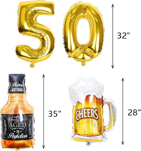 50th Birthday Decorations, Black Gold 50 Year Anniversary Decorations, Cheers To 50 Years Banner, Fifty Sign Latex Balloon 50 Gold Balloon Cheers ...