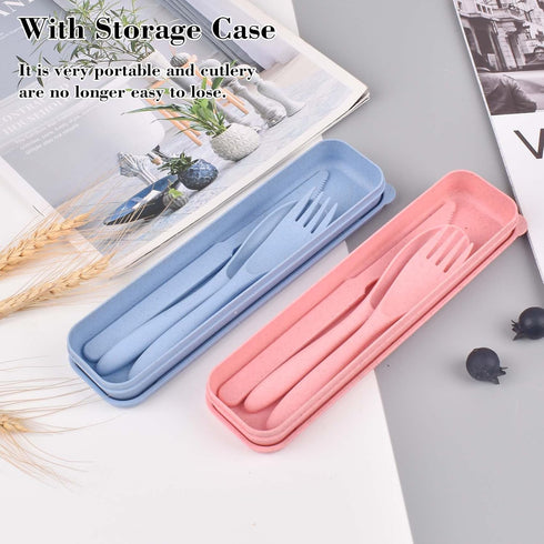 Travel Cutlery Set with Case, Lovely Unicorn Wheat Straw Portable Knife Fork and Spoon Set, Eco-Friendly Reusable Utensils for Lunch Box, Travel, ...