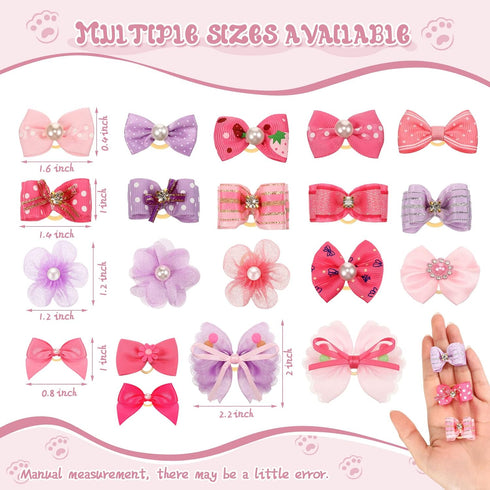 20 Pcs Dog Hair Bows for Small Dogs Hair Accessories Puppy Hair Bows for Dogs Small Dog Bows Cute Grooming Bows with Rubber Bands Handmade Puppy B...
