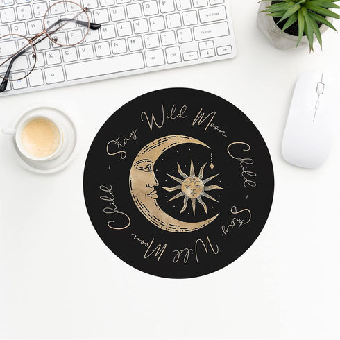 Stay Wild Moon Child Mystical Burning Sun and Crescent Moon Aesthetic Spiritual Mouse Pad 8.7 x 8.7 Inches,Non-Slip Rubber Base Mousepads for Home...