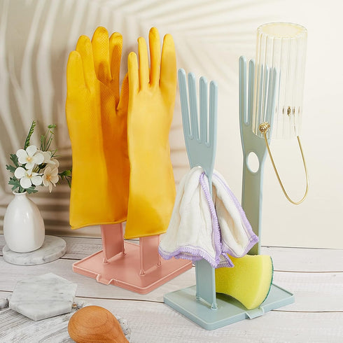 2 Pieces Kitchen Glove Holder Glove Drying Rack Drying Dryer Rack Plastic Mitten Rubber Rack Gloves Hanger Sink Stand Towel Reusable Towel Storage...