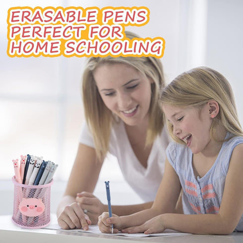 RIANCY 0.4mm Erasable Gel Pens,12 Pack Cute Cartoon Animal Rollerball Gel Ink Pens Refillable Pens for Adult Writing Kids Calligraphy Note Taking ...
