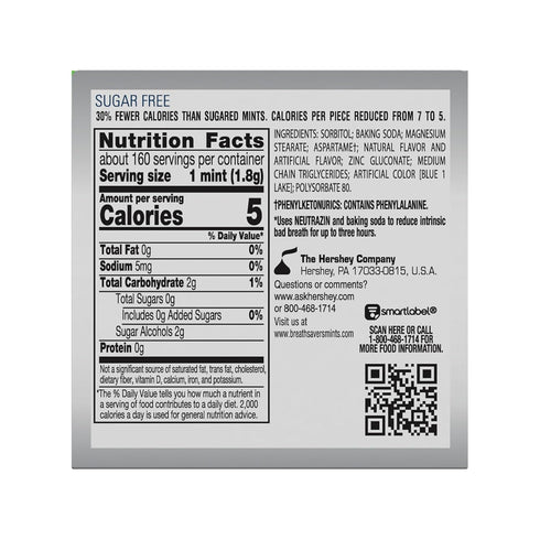 BREATH SAVERS Peppermint Flavored Sugar Free Breath Mints Tins, 1.27 oz (8 Count)...