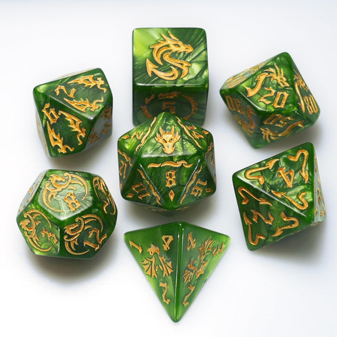dice Set for Dungeon and Dragons D&D MTG 7-Die RPG Polyhedral Dice ?D20 D12 D10 D8 D6 D4 D%(Green)...