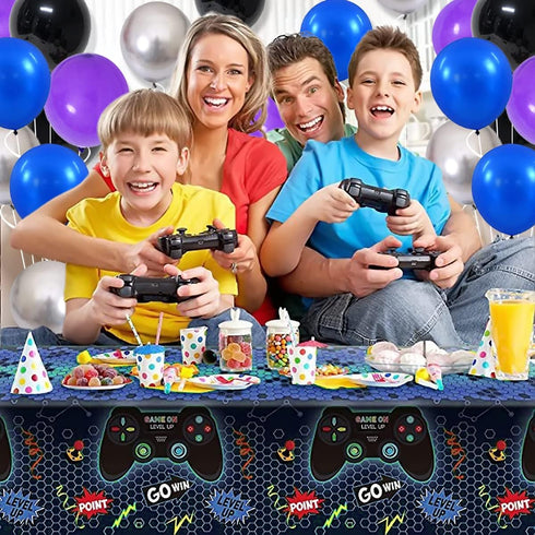 Blue Black Purple Balloon Arch Garland Kit - 125PCS Purple Blue Balloons Blue Silver Black Balloons Video Game Birthday Decorations for Video Gami...
