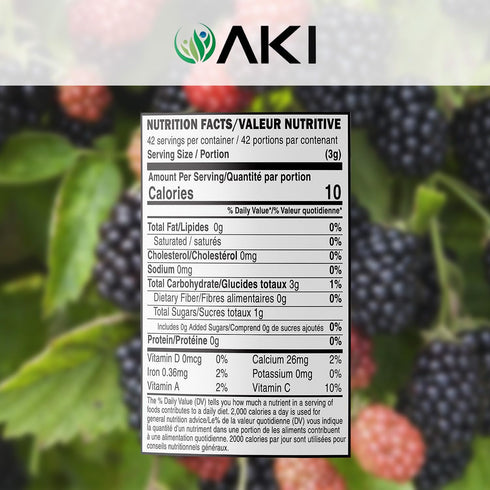 AKI 4-Berry Blend - Blueberry, Raspberry, Strawberry & Blackberry Blend Superfood (5.29oz/150g) - Rich in Vitamin C & Superior Quality Ingredients...