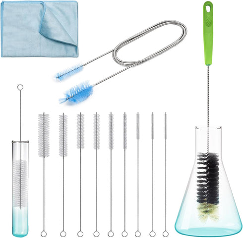 13PCS Tube Pipe Cleaners Brush Kit, COITEK 16.3-inch 1P Long Handle Brush, 8.2-inch 10PCS Different Diameters Brushes, 65in 1P Flexible Double End...