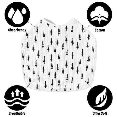 Zainpe 4Pcs Muslin Cotton Feeding Bibs for Baby Love Heart XOXO Trees Extra Large Adjustable Bib with 4 Absorbent Soft Layers Machine Washable Bur...