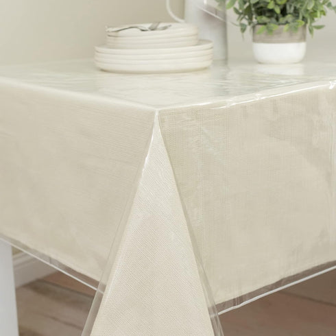 Benson Mills Heavy Duty Clear Plastic 100% Waterproof Tablecloth Protector, Vinyl Table Cloth, Oil Proof Wipe Clean Table Cover for Dining Tables,...