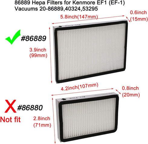EZ SPARES 3 PCS Compatible with Kenmore EF1 (EF-1) Exhaust Vacuum Filter Compares to 86889 HEPA Filter HEPA Filter Great for Homes …...