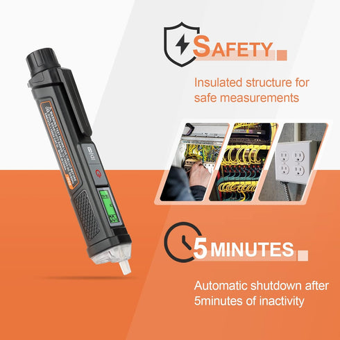 Voltage Tester Pen VD01- Non Contact Voltage Tester Dual Range AC 12V/70V-1000V Test Percentage Indicator Live/Null Wire Tester Buzzer Alarm LED F...